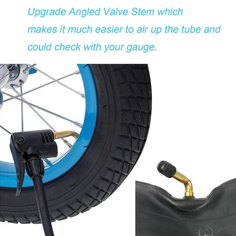 14-inch wheel with 2 Pack 14x2.125 Inner Tubes for electric scooters and ebikes, featuring angled valve stem for easy inflation