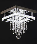 Square Crystal Chandelier LED Flush Mount Ceiling Light For Bedroom Dining Room Hallway And Bar Dope Modern Crystal Pendant Lamp With K9 Crystals Cool White Glow Elegant Living Room Fixture, featuring a square design with K9 crystals.
