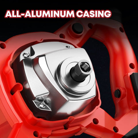 Close-up of aluminum casing on Heavy Duty 2300W 110V Handheld Electric Cement Mixer With Six Adjustable Speeds