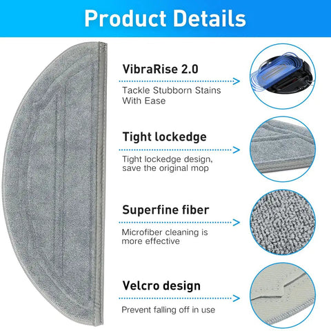 4 Pack Replacement Mop Pads For Roborock Q10 S5 S5 Plus Q10 X5 X5 Plus Robotic Vacuum Cleaner showing product details