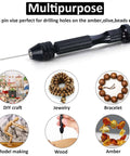 Mudder black pin vise hand drill with small drill bit; multipurpose DIY craft, jewelry, model making, wood, amber