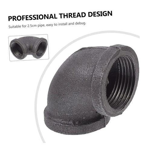 Heavy Duty Black 6 Piece Pipe Fittings Elbow Cast Iron Joint Hose Connector Set Easy Install For Industry And Home Use Durable Iron Plumbing Accessories For Water Hoses Pro Grade And Long Lasting