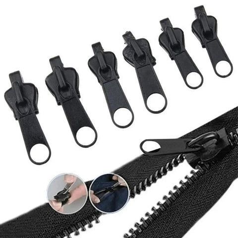 Zipper Repair Kit For Coats, Jackets, Tents And Backpacks, Includes 6 Zipper Sliders In 3 Sizes, shown with zipper installation.