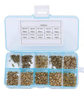 Mixed Size Copper Hollow Rivets For Circuit Boards Kit M0.9 M1.3 M1.5 M1.7 Inch in plastic organizer box
