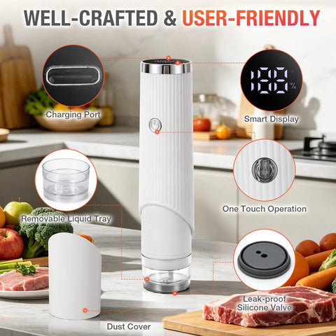 Compact Handheld Vacuum Sealer For Food With 30 Reusable Bags Portable Automatic Sealing Machine in kitchen view