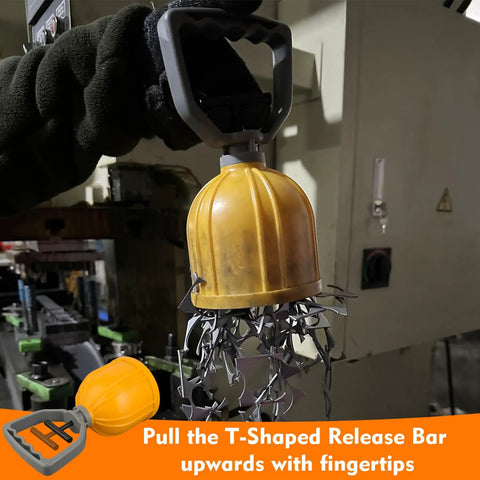 Heavy Duty Magnetic Bulk Parts Lifter With Quick Release Pick Up Tool For Nails, Screws, Nuts And Small Metal Objects, Powerful Material Handling Magnet For Easy Bulk Parts Transfer And Retrieval, yellow plastic shell lifting metal scraps