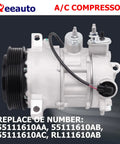 Premium Ac Compressor With Integrated Clutch For Jeep Compass Caliber Patriot 2009 To 2017 close-up view showing compressor assembly details