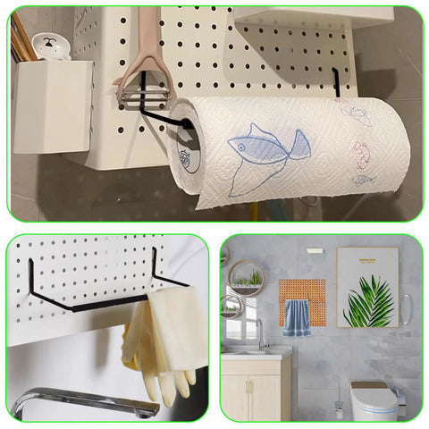 4 Pack Pegboard Towel Holders Hooks For Paper Towels And Kitchen Towels Great Pegboard Organizer For Workshop Garage And Kitchen Fits One Eighth Three Sixteenths And One Quarter Inch Metal Pegboards Shop Ready And Sturdy