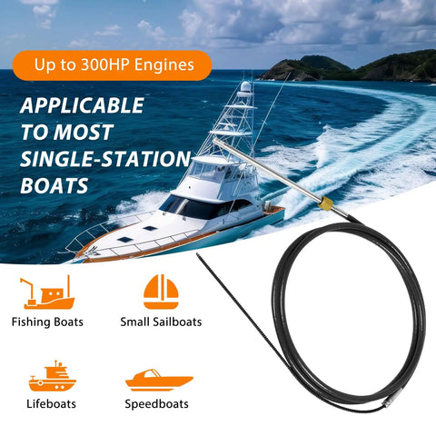 Boat Steering Cable 12 Feet Universal Rotary Replacement For Single Station Boats Built For Rough Water Beefed Up Durability And Easy Fit Compatible With SeaStar SSC6212 Uflex M66X12 Teleflex SSC6200 SSC6300 Morse Steering Cables