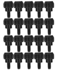 Heavy Duty Black M3.5 6-32 Computer Thumb Screws 100 Pcs Carbon Steel Case Fasteners Perfect For Side Panel Assembly And PC Build Projects That Need Solid Reliable Grip Every Single Time. 20 black thumb screws on white background