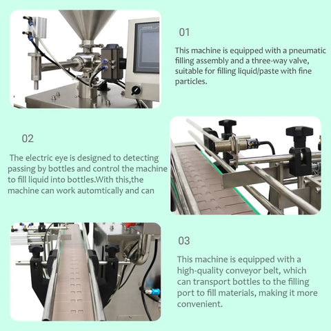 Plug And Play Automated Single Nozzle Filling Machine 100 To 1000ml Smooth Operator Paste And Liquid Dispenser with filling assembly and adjustable conveyor.