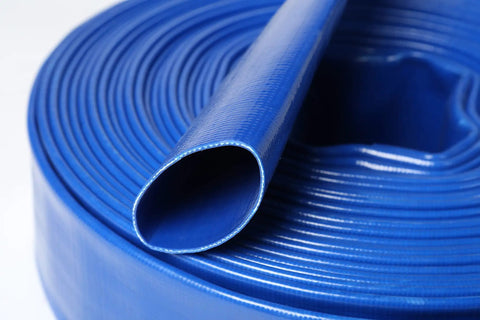Heavy Duty Flat Lay Hose 6 Inch Diameter 300 Feet Long Sump Pump Discharge backwash PVC material detailed close-up