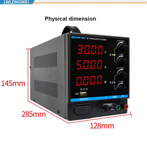Variable DC Power Supply 0 To 30V 10A Bench Regulated Switching Power Supply With 4 Digit LED Display size dimensions