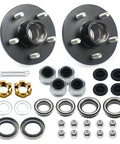 Two Pack Heavy Duty Trailer Hub Kit For 3500 Lb Trailers, 5 Lug 4.5 Inch Bolt Pattern, Fits 1-1/16 To 1-3/8 Inch Spindle 84 Tapered, EZ-Lube