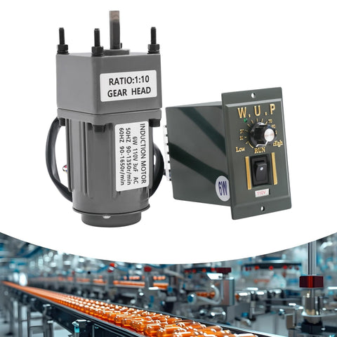 6W 110V AC Gear Motor With 1 To 10 Gear Reduction And Reversing Function, Speed Governor, used in conveyor systems