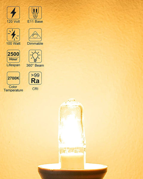 JDE11 120V 100W Halogen Mini Candelabra Bulbs T4 E11 2700K Warm White Dimmable For Ceiling Fans Chandeliers And Table Lamps 4 Pack Replacement Eco Halogen No Flicker Version For Long Lasting Lighting