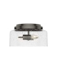 Hartland Flush Mount Ceiling Light in Noble Bronze With Seeded Glass Shade, Built Tough Steel for indoor use, side view