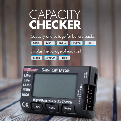 5 In 1 Battery Meter And Cell Checker For LiPo LiFePO4 Li-ion NiCd NiMH Packs, Digital Balancer And Voltage Monitor For RC Cars