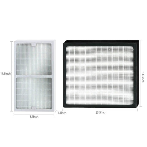 Premium True HEPA And Carbon Replacement Filter Set For Idylis IAP-10-280 Air Purifier Models showing filter dimensions