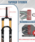 Hard-Hitting 29 Or 27.5 Inch Boost Downhill Air Fork with tapered steerer measurements and disc brake ready front suspension