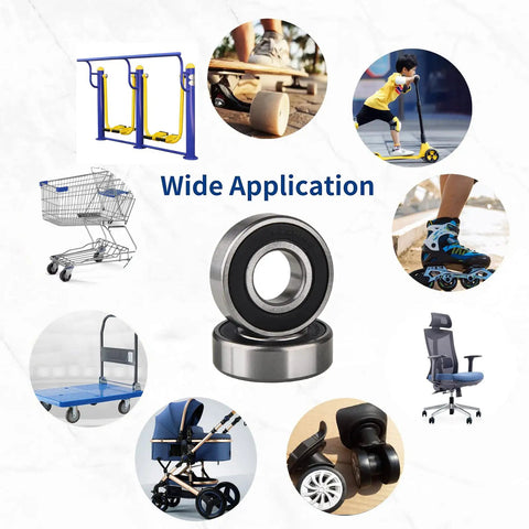 6204-RS Rubber Sealed Deep Groove Ball Bearing 20x47x14mm with images of various applications like furniture and sports equipment