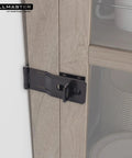Heavy Duty Swivel Staple Hasps With Twist Knob Padlock Clasp secures cabinet doors with rust-proof steel finish.