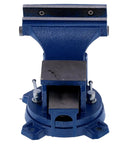 Heavy Duty 6 Inch Metal Bench Vise With 360 Degree Swivel Base 140mm Opening 45# Steel Jaws Anvil And Non Slip Pressure Plate front view