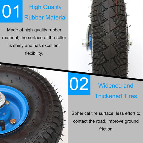 Hella Durable 4 Pack Heavy Duty Swivel Wheels Featuring Pneumatic Rubber Casters And Secure Lock Brakes close-up of high-quality rubber tire.
