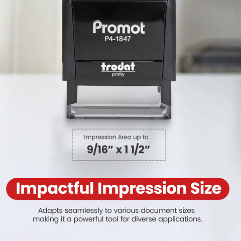 Dead Simple Self Inking Rubber Stamp For Quick Cash Check And Credit Transactions Bold Red Paid Mark With Roomy Memo Line Rapid Align Guide Smooth Office Setup, featuring impression area 9/16 x 1 1/2.