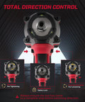 Detailed view of controls on Brutal 12 Volt Cordless Impact Wrench With 800 Nm High Torque Brushless Motor for tire repairs.