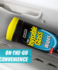 Streak Free Glass Cleaning Wipes Canister For Home And Auto Lint Free Ammonia Free Tint Safe Wipes For Windows Mirrors And Screens Grab And Go 28 Wipes Pack in car door