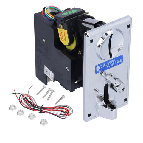 Top Tier Generic Electronic Selector For Game Vending Machines In Cool Silver Gray with installation hardware and wires.