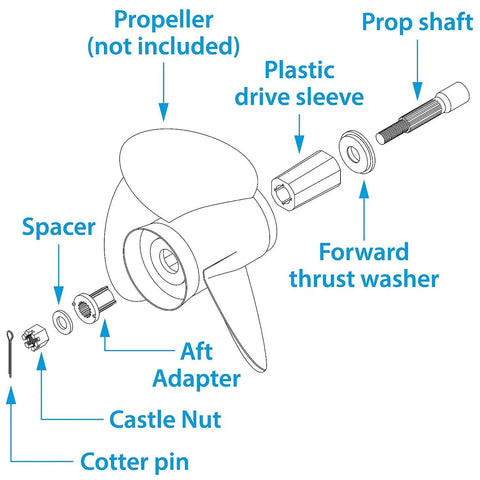 Diagram of Propeller Hub Kit For Yamaha Outboards And Stern Drives With V-4 And V-6 Gear Case 1980 Newer Aluminum Prop Compatibility includes parts