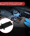 Plug And Play MAF Sensor Replacement 22680 7S000 installed in Nissan Altima engine bay with close-up of sensor in circle inset