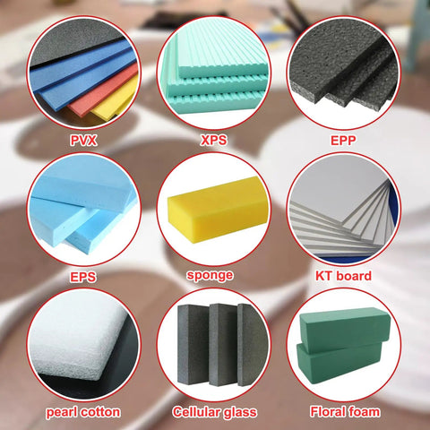 Different types of foam materials like PVX, XPS, EPP, EPS, sponge for use with 2 In 1 Electric Foam Cutter Pen Kit With Heated Wire