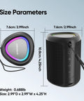 Beach Essentials Bluetooth Speaker With Crystal Clear Sound IPX5 Waterproof dimensions and weight shown