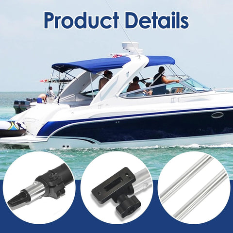 Adjustable Bimini top rear support poles with marine-grade aluminum; replacement parts for 3–4 bow tops.