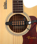 Amped Up 12 Hole Magnetic Acoustic Guitar Pickup With Built In Volume And Tone Tuner Kit installed in wooden guitar
