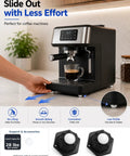 Mini Plate Caster Wheels 4 Pack Self Adhesive Nylon Rollers for Household Appliances under a coffee maker for easy sliding.