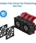 Twin 25mm RC Motor Cooling Fans With Metal Heatsink For 28mm Brushless Motors Fits One Tenth Scale RC Cars And One Twelfth Scale RC Trucks Built For Crazy 32000 RPM Cooling To Prevent Overheating with carbon fan covers