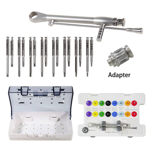 Universal Dental Electric Implant Torque Wrench Kit Adjustable Ratchet 0 To 70 Ncm Stainless Steel Prosthetic Driver Set With 16 Bits For Secure Precision Screw Repair Tool High Quality Grip