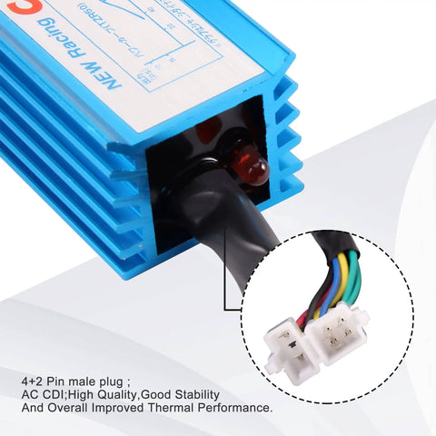 AC 6 Pin Racing CDI Box For CG125 150cc 200cc 250cc Vertical Engines, Plug And Play Replacement For ATV, with 4+2 pin plug