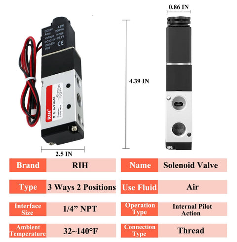 Solenoid Valve 4V210-08 12V 24V 110V Series Single Coil Pilot Operated 5 Port 2 Position Electric Valve with specs