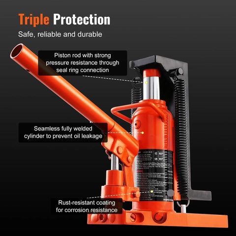 Heavy Duty Hydraulic Toe Jack Shop Essential Beast Mode Lifter With Thirty Ton Max Capacity showing piston rod and welded cylinder details.