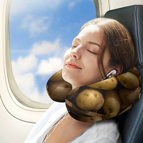 Garden Potatoes Travel Pillow Memory Foam Neck Pillow U Shape For Planes Trains And Cars Relieve Fatigue Portable Napping Support