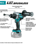 18V LXT Brushless Cordless Drill And Impact Driver Combo Kit with ergonomic design, Makita branding, and 5.0Ah battery