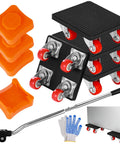 Huge Easy Moving Dolly Set With 360 Rotation Wheels, Heavy Duty Furniture Lifter, Grip Gloves Plus Height Blocks For Sofas Fridges Washing Machines Up To 1100 Lbs No Sweat Required, includes dolly, wheels, gloves, height blocks.