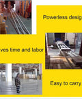 Portable Unpowered Gravity Conveyor Gears Up For Smooth Moves With Sturdy Abs Rollers And Reinforced Steel Frame rolls boxes in warehouse.