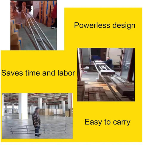 Portable Unpowered Gravity Conveyor Gears Up For Smooth Moves With Sturdy Abs Rollers And Reinforced Steel Frame rolls boxes in warehouse.