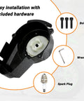 Alloy Easy Pull Recoil Start Ignition Coil with included bolts, wrench, and spark plug for 47cc-50cc 2-stroke engines.